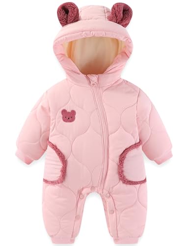 Happy Cherry Baby Daunenoverall Kleinkind Strampler mit Kapuze Dicker Warmer Babykleidung Leicht Schneenanzüge Mode Overall 73CM von Happy Cherry