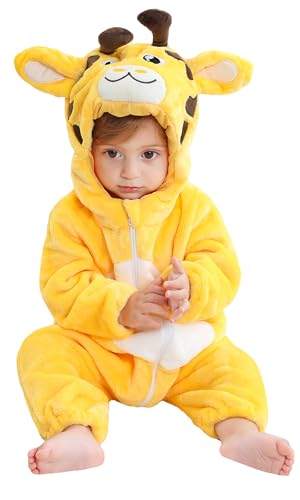 Happy Cherry Baby Flanell Strampelanzug Cartoon Tier Onesie Pyjamas Kleinkinder Niedlicher Kuscheliger Spielanzug Winter Schlafanzug Anzug 110CM von Happy Cherry