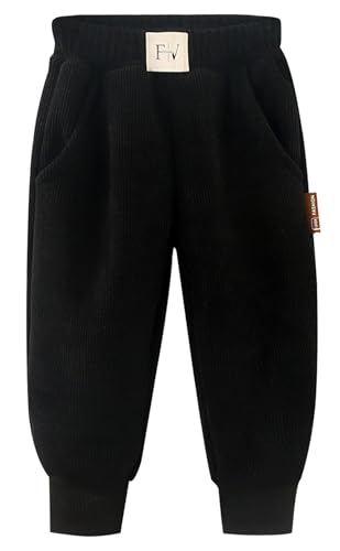 Happy Cherry Baby Fleece Hose Baumwolle Fleece Elastische Taille Sweathose Warm Verdickte Outdoorhose Mädchen Jungen Winddichte Schneehose 100CM von Happy Cherry