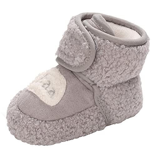 Happy Cherry Baby Fleeceschuhe Winter Stiefel Mädchen Jungen Lauflernschuhe Weicher Sohle Hausschuhe 11cm 0-6 Monate - Grau von Happy Cherry