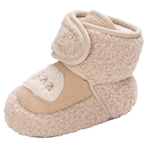 Happy Cherry Baby Fleeceschuhe Winter Stiefel Mädchen Jungen Lauflernschuhe Weicher Sohle Hausschuhe 12cm 6-12 Monate - Beige von Happy Cherry