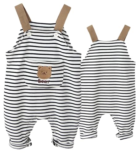 Happy Cherry Baby Jungen Latzhose Basic Trägerhose Kleinkinder Freizeit Hose Outdoor Overalls Hersteller 73/6-9 Monate-Streifen von Happy Cherry