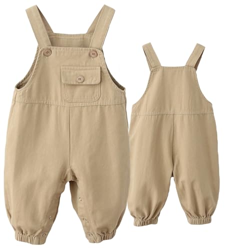 Happy Cherry Baby Jungen Latzhose Basic Trägerhose Kleinkinder Freizeit Hose Outdoor Overalls Hersteller 80/9-18 Monate-Khaki von Happy Cherry