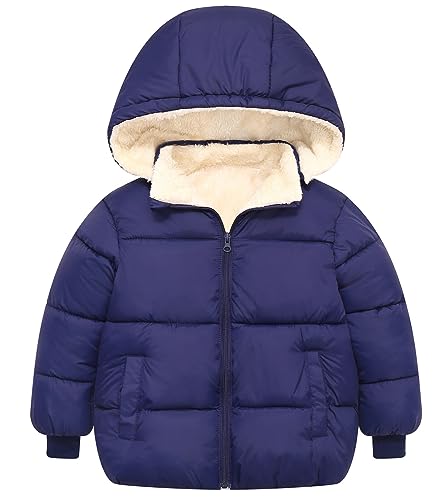 Happy Cherry Baby Kapuzenjacke Winter Wattierte Mäntel Steppjacke mit Fleecefutter Warme Outwear Hersteller 100/DE Größe 86-92-Navy 1 von Happy Cherry