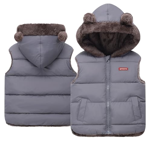 Happy Cherry Baby Kleinkind Daunenweste Steppweste mit Bärenohren Kapuze Weste Jacke Ärmellos Kapuzenweste Kinder Unisex Outdoor Winterweste 3-4 Jahre von Happy Cherry