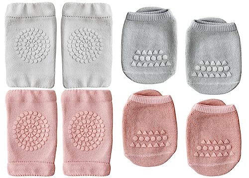 Happy Cherry Baby Krabbeln Knieschoner Anti-Rutsch Socken Krabbelhilfe Elastische Beinlinge 1-3 Jahre-2 Paar-C von Happy Cherry