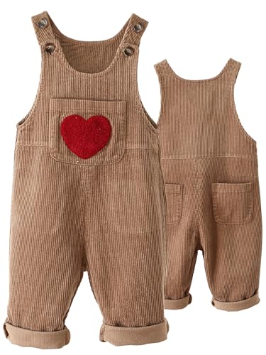 Happy Cherry Baby Latzhosen Jungen Mädchen Cord-Latzhose Kleinkind Verstellbarem Hosenträger Latzhose Kordsamt Neugeborenen Ärmellose Einteilig Strampler Overall 80 von Happy Cherry