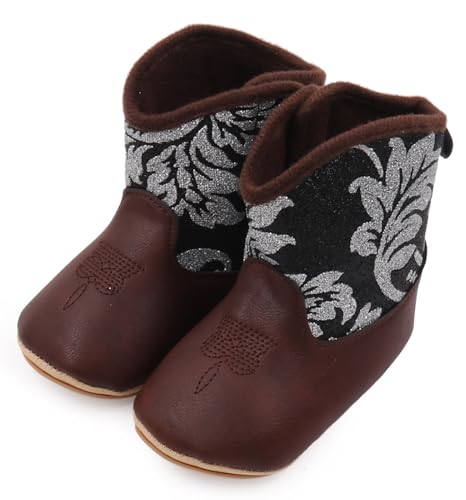 Happy Cherry Baby Lauflernschuhe Jungen Mädchen Weiche PU-Leder Westernstiefel Neugeborenen Anti-Rutsch Cowboystiefel 6-12 Monate von Happy Cherry