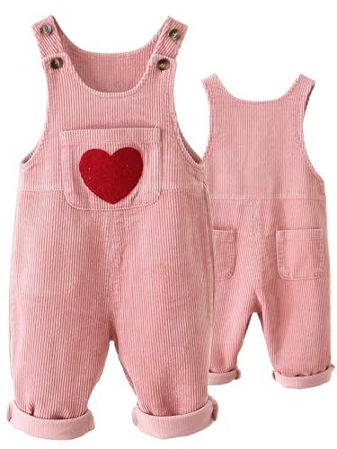 Happy Cherry Baby Mädchen Jungen Kordsamt Latzhosen Einteilig Knopf Lätzchen Hose Kleinkind Ärmellos Cord Overalls mit Verstellbarem Hosenträger 110 von Happy Cherry