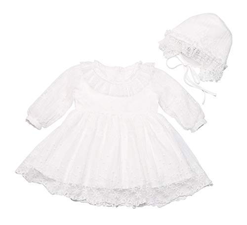 Happy Cherry Baby Mädchen Prinzessin Festlich Kleid Blumenmädchenkleid Taufbekleidung Hochzeit Partykleid-0-2 Monate von Happy Cherry