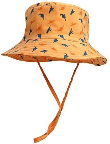 Happy Cherry Baby Mütze Sommer Fischerhut UV Schutz Sonnenhut Kleinkinder Breite Krempe Hut mit Kordelzug B-Orange - Größe 54cm von Happy Cherry