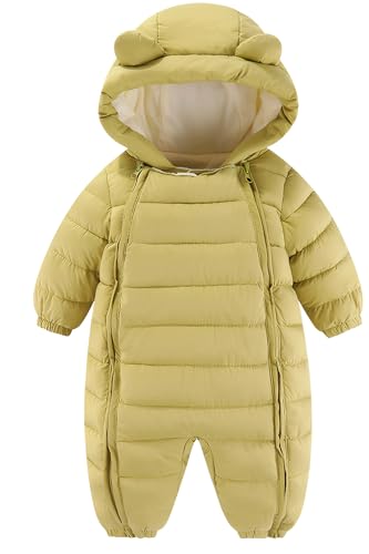 Happy Cherry - Baby Overall Schneenanzüge Winter Mädchen Junge Warme Strampler mit Kapuze Neugeborenes Spielanzug Lange Ärmel Jumpsuit Schneeanzug Kleinkind Wintermantel - 18-24 Monate - Grün von Happy Cherry