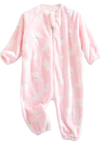 Happy Cherry Baby Pyjama Winter Mädchen Jungen Schlafanzug Langarm Flanell Schlafoverall Warme Pyjama Overall Größe 80 von Happy Cherry