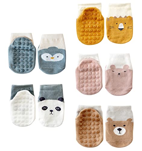 Happy Cherry- Baby Socken Antirutschsocken 5 Paar Baumwolle Babysöckchen Kindersocken Niedlich Tier ABS Socken Stoppersocken Mädchen Söckchen Kleinkind für 0-3 Jahre von Happy Cherry