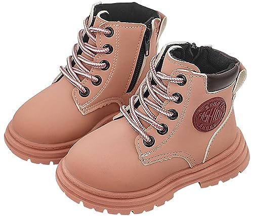 Happy Cherry Baby Stiefeletten Kinder Stiefel Mädchen Jungen Wasserdicht Lederstiefel Kleinkind Rutschfest Schnürstiefeletten mit Reißverschluss 22 EU von Happy Cherry