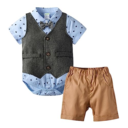 Happy Cherry - Baby Taufanzug Jungen Kinderanzug Kurzarm Sommer für Hochzeit Party Zeremonie Formal Kleidung Gentihombre für Kleinkinder 6-12 Monate von Happy Cherry