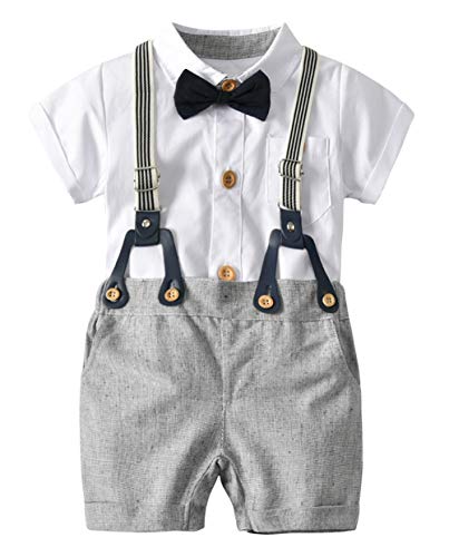 Happy Cherry - Baby Taufanzug Jungen Kinderanzug Kurzarm Sommer für Hochzeit Party Zeremonie Formal Kleidung Gentihombre für Kleinkinder 6-12 Monate von Happy Cherry