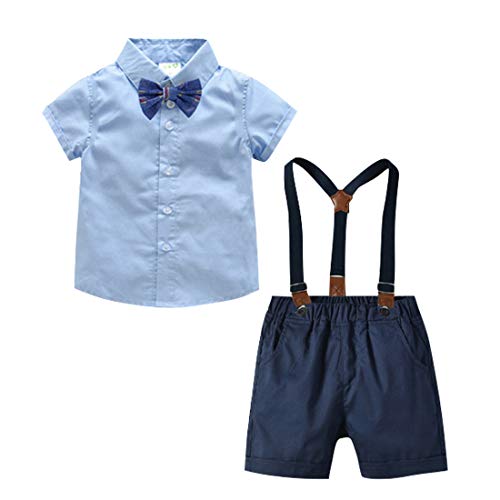 Happy Cherry - Baby Taufe Jungen Anzug Zeremonie Kleinkinder Sommer Bekleidungset Kurzarm Baumwolle Gentihombre für Festliche Hochzeit Party - Kinder 12-18 Monate von Happy Cherry