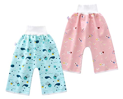 Happy Cherry Baby Windelrock Töpfchen Windelhose 2pcs Trainingsrock Windelshorts Lernhose Wiederverwendbare Baumwolle Hoch Taillierter Lernwindel von Happy Cherry