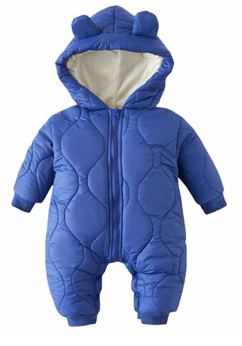 Happy Cherry Baby Winter Overall mit Kapuze Strampler Schneeanzug Kleinkind Bärenohren Langarm Jumpsuit Daunen Outwear Hoodies Outfits mit Reißverschluss 73 CM von Happy Cherry
