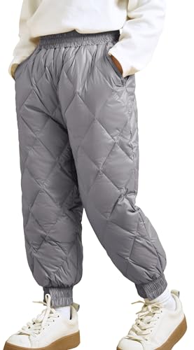 Happy Cherry Baby Winterhose Verdickte Daunen Hose Mädchen Jungen Warm Schneehose Outdoor Skihose Hersteller 120/DE Größe 116-122-B-Grau von Happy Cherry