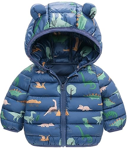 Happy Cherry Baby Winterjacke Jungen Frühlung Herbst Winter Steppjacke Mädchen Leichtgewicht Wintermantel mit Kapuze Kinder Bedruckt Jacke 100 von Happy Cherry