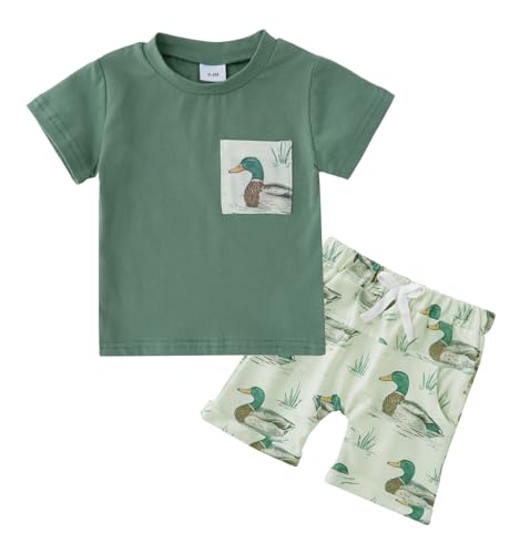 Happy Cherry - Babykleidung Set Sommer mit Shorts Hose y T-Shirt Bekleidungsset Jungen Neugeborene 2-teiliges Set Kurzarm Baumwolle Kleinkind Kinderkleidung - 2-3 Jahre - Grün von Happy Cherry