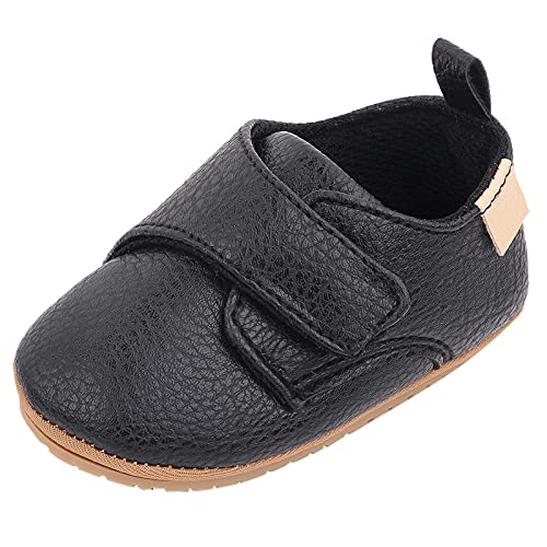 Happy Cherry Babyschuhe für die ersten Schritte, weiches Leder, rutschfest, Sneaker für Babys, Mädchen, Jungen, 0-18 Monate, Schwarz , 0-6 mois Large von Happy Cherry