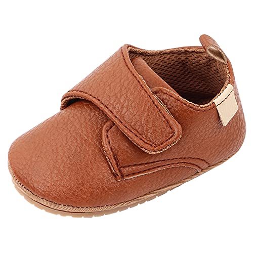 Happy Cherry Babyschuhe für die ersten Schritte, weiches Leder, rutschfest, Sneaker für Babys, Mädchen, Jungen, 0-18 Monate, braun, 6-12 mois Large von Happy Cherry