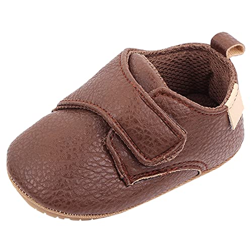 Happy Cherry Babyschuhe für die ersten Schritte, weiches Leder, rutschfest, Sneaker für Babys, Mädchen, Jungen, 0-18 Monate, dunkelbraun, 12-18 mois Large von Happy Cherry