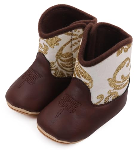 Happy Cherry Babystiefel Baby Jungen Mädchen PU Leder Westernstiefel Weiche Sohle Cowboystiefel rutschfeste Babyschuhe 0-6 Monate von Happy Cherry