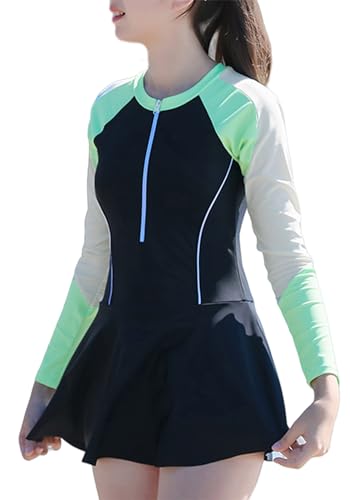 Happy Cherry - Badeanzug Einteiliger Mädchen Teenager Sommer Bademode UV-Schutz Badeanzüge Kurze Ärmel für Schwimmen Strand Surfen Schwimmanzug Swimsuit - 14-16 Jahre - Schwarz von Happy Cherry