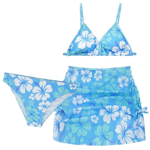 Happy Cherry - Bademode Bikini Sets Mädchen Teenager für Schwimmen Strand Surfen Tankini Badeanzug Sommer 3-teiliges Schwimmanzug-Set Swimsuit Bikini-Oberteil Slip Rock - 12-13 Jahre - Blau von Happy Cherry