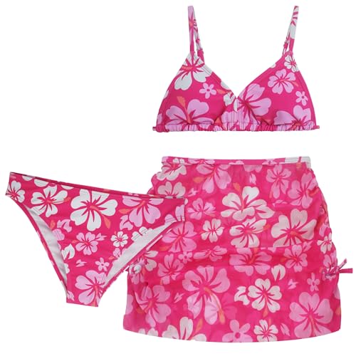 Happy Cherry - Bademode Bikini Sets Mädchen Teenager für Schwimmen Strand Surfen Tankini Badeanzug Sommer 3-teiliges Schwimmanzug-Set Swimsuit Bikini-Oberteil Slip Rock - 12-13 Jahre - Rosa von Happy Cherry