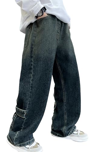 Happy Cherry Baggy Jeans Jugendliche Jungs Hosen für Kinder 13-14 Cargo Jeans Y2k Streetwear Hip Hop 170-176 von Happy Cherry