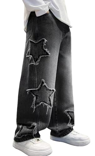 Happy Cherry Baggy Jeans Jugendliche Jungs Hosen für Kinder 13-14 Cargo Jeans Y2k Streetwear Hip Hop 170-176 von Happy Cherry