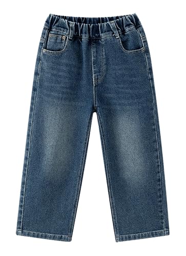 Happy Cherry Baggy Jeans Jungs Y2K Jeanshose mit Elastischem Bund Kinder Denimhose Loose Fit Cargohose Jungen Hosen für Frühling Herbst Winter 150 cm von Happy Cherry