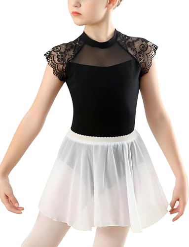 Happy Cherry Ballett Set Mädchen Ballett Trikot mit Rock Ballettkleid Gymnastikanzug Kinder Turnanzug Kurzarm Ballett Body Tanzbody Größe 170/12-14 Jahre von Happy Cherry