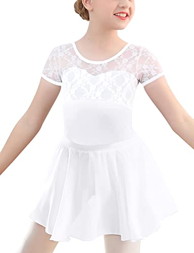 Happy Cherry Ballett Trikot Mädchen Ballettanzug Kinder Kurzarm Tanzbody mit Rock Baumwolle Ballettkleidung Teenager Ballettbody Turnanzug Gymnastikanzug 11-12 Jahre von Happy Cherry