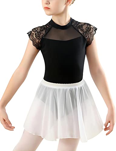 Happy Cherry Ballett Trikot Mädchen Ballettanzug Kinder Kurzarm Tanzbody mit Rock Baumwolle Ballettkleidung Teenager Ballettbody Turnanzug Gymnastikanzug Schwarz 11-12 Jahre von Happy Cherry