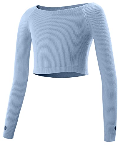 Happy Cherry Ballettjacke Mädchen Strickjacke Kinder Langarm Ballettkleidung Ballett Tanzpullover Hersteller XL/DE Größe 146-152-B-Hellbalu von Happy Cherry