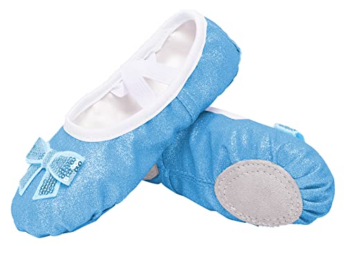 Happy Cherry Ballettschuhe Mädchen Ballettschläppchen Geteilte Ledersohle Tanzschuhe Leder Ballettschuhe mit Schleife von Happy Cherry