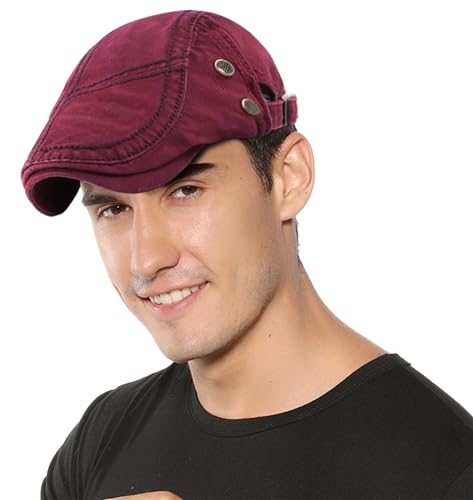 Happy Cherry Barett Cap Herren Schiebermütze Einstellbar Schlägermütze Franzosen Mütze Vintage Baskenmütze Gatsby Newsboy Flatcap von Happy Cherry