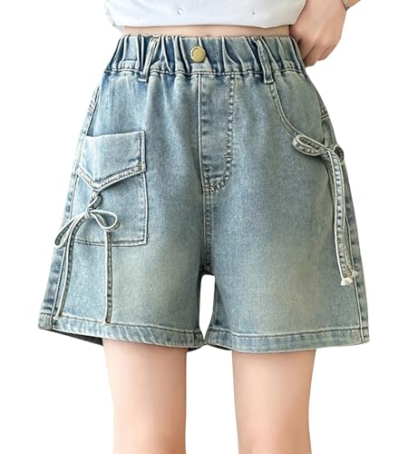 Happy Cherry - Bermuda Shorts Mädchen Jeans Baggy mit Weitem Bein Jeansshorts Teenager Elastischer Bund Jeanshosen Sommer Kinder Hosen Denim - 140-150 - Blau Happy Cherry - Bermuda Shorts Mädchen Jeans Baggy mit Weitem Bein Jeansshorts Teenager Elastischer Bund Jeanshosen Sommer Kinder Hosen Denim - 140-150 - Blau von Happy Cherry
