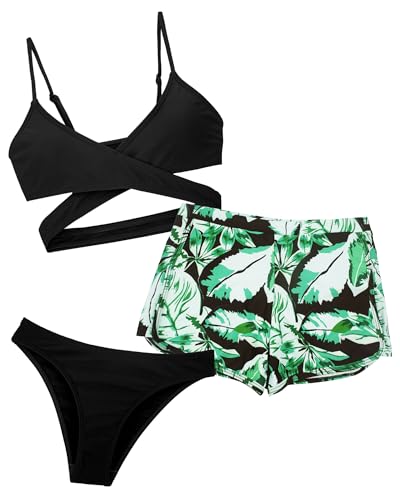 Happy Cherry - Bikini Sets Mädchen Teenager Tankini Badeanzug Sommer Bademode für Schwimmen Strand Surfen Schwimmanzug-Set Swimsuit Badebekleidungsset Top Slip Hosen - 13-14 Jahre - Grün von Happy Cherry