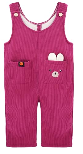 Happy Cherry - Cord Latzhose Winter Jungen Mädchen Dicker Baby-Overall Kleinkind Winteroverall mit Gepolstertem Futter Hose Ärmellose Warme Hosenträgerhose Kinder - 6-12 Monate - Rosa von Happy Cherry