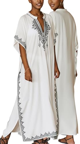Happy Cherry Damen Badeanzug Cover Up Kleid Kimono Smock Kleid Strandblusen Sommer Lange Kaftan Böhmische Badeanzug Kimono Cover Up Weiß von Happy Cherry