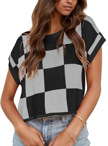 Happy Cherry Damen Gestrickte Pullover Sweater Frauen Flügelärmel Rundhalsausschnitt Strick Bluse Lässig Locker Sweatshirt Schwarz L von Happy Cherry