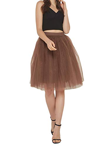 Happy Cherry Damen Tutu Tüllrock 50er Rockabilly Knielang Ballet Tanz Rock Mehrschichtig Reifrock Faschings Kostüm von Happy Cherry