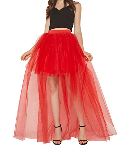 Happy Cherry Damen Tutu Vintage Tüllrock Abendrock Steampunk Rockabilly Asymmetrisch Schwalbenschwanz Lange Rock von Happy Cherry